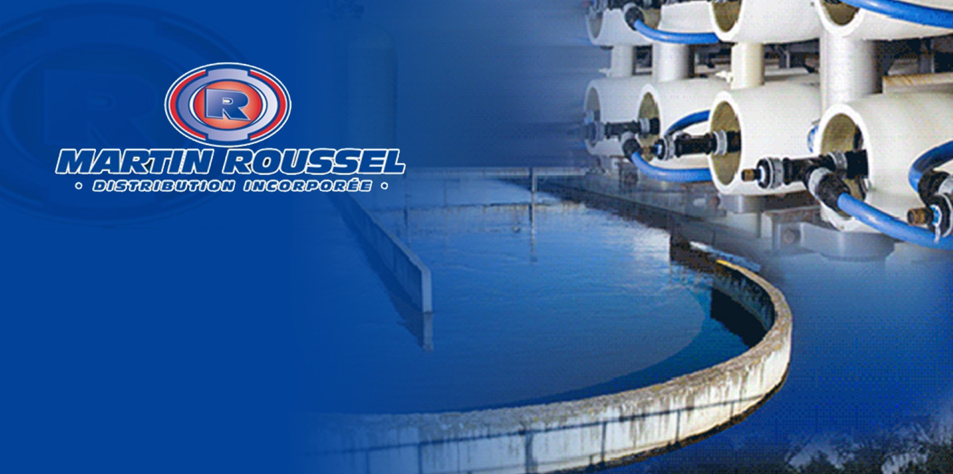 Logo de Martin Roussel Distribution avec une station de traitement de l'eau, mettant en avant les solutions industrielles pour l'environnement.